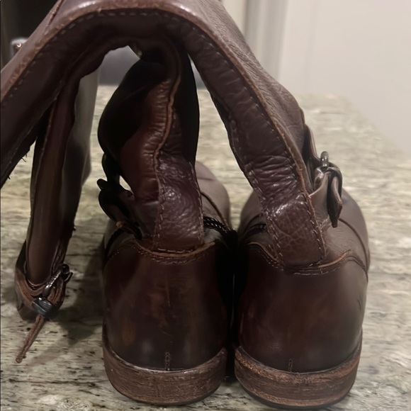 FRYE Tall Brown Leather Strap Pull On Riding Boot 76844 Womens Size 9B - Picture 3 of 8